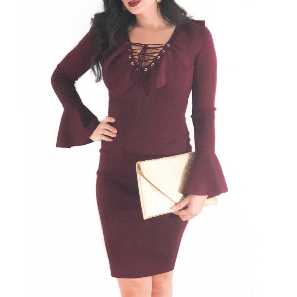 Lace up midi dress